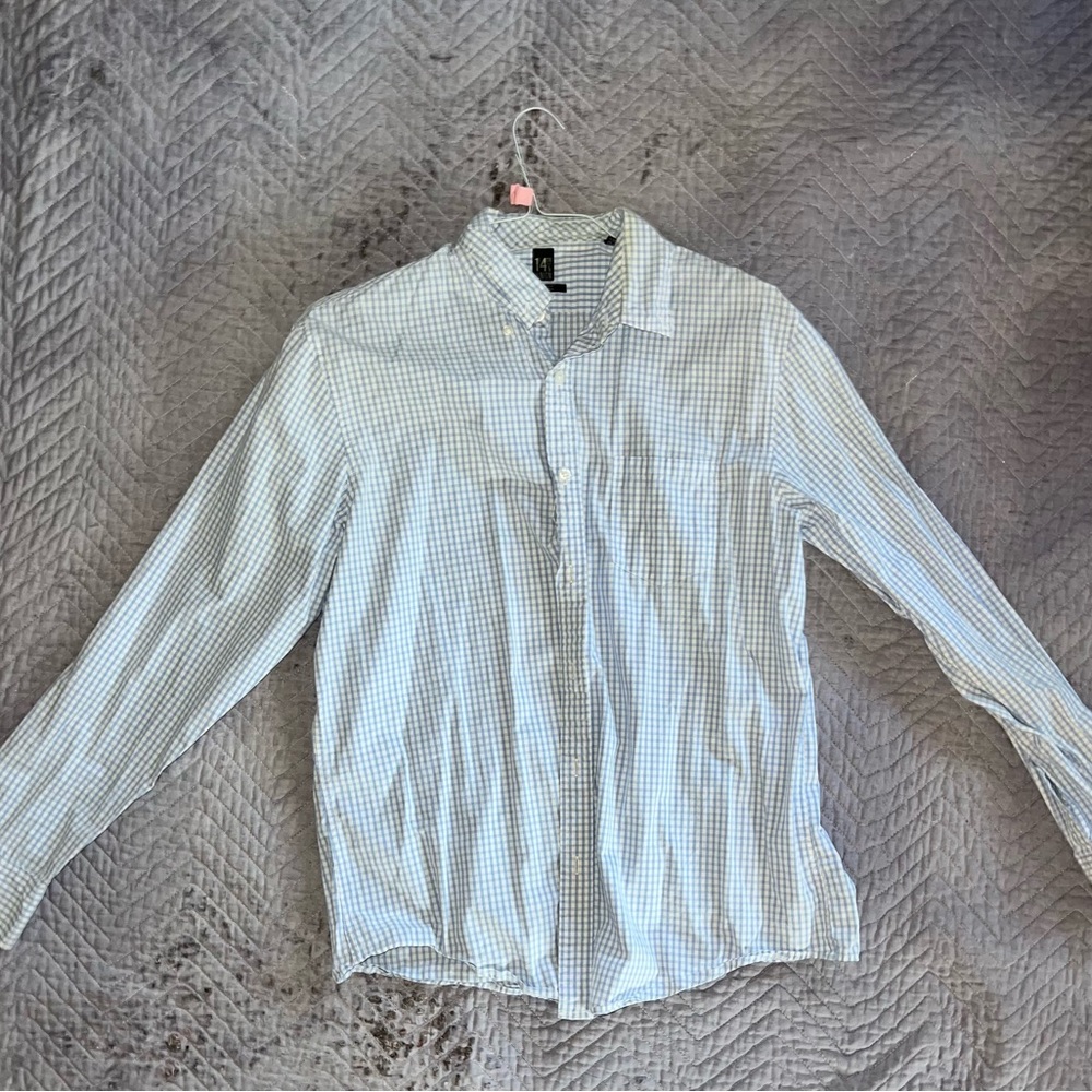 Baby Blue /White checkered dress shirt